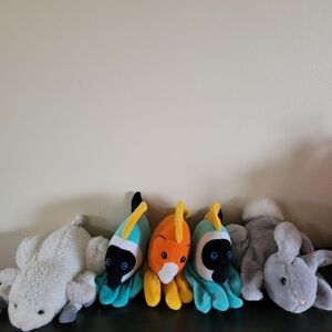 Plush Creations Glove Hand Puppet 1995 Aqua Fish x2 Orange Fish Sheep Bunny lot